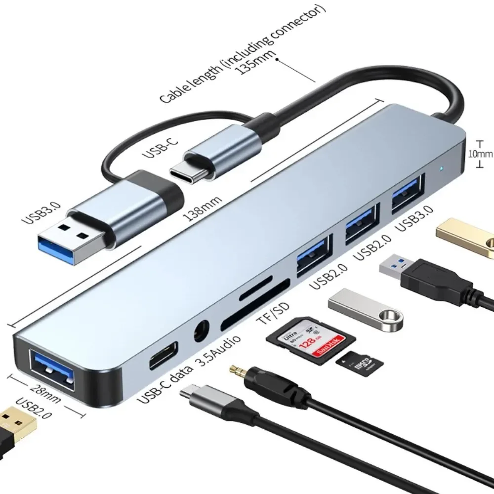 Multi Port Usb Hub - 8'i 2 USB-C Hub 3.0 SD/TF