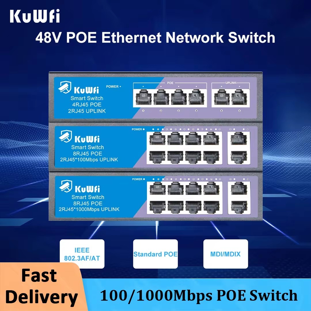 Ethernet Switch 8 Port - KuWFi POE Anahtarı 4/8 Bağlantı Noktalı