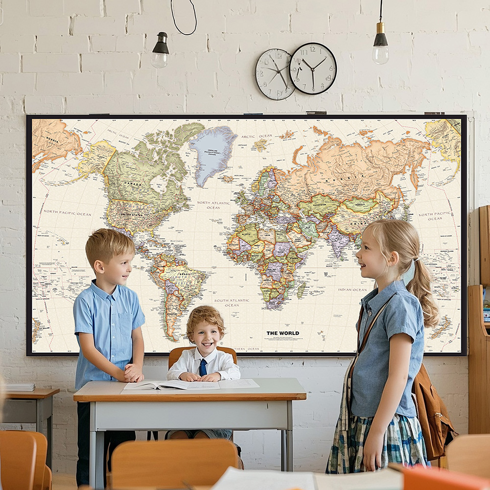 150x225 cm Retro Dünya Haritas - Office Tech Background incelemesi ve fiyatı