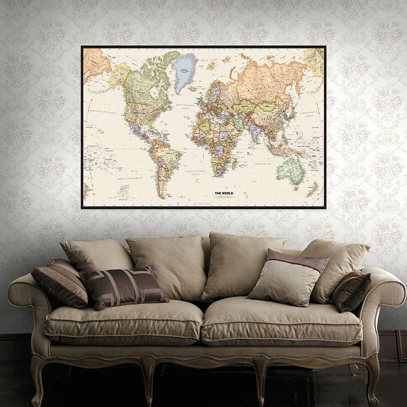 150x225 cm Retro Dünya Haritas - Office Tech Background incelemesi ve fiyatı