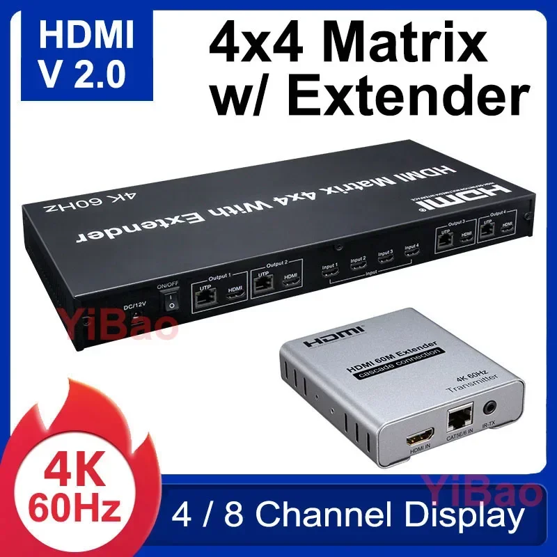 4K 60Hz 4X4 Matris HDMI2.0 4x4 - Ethernet Switch 8 Port incelemesi ve fiyatı